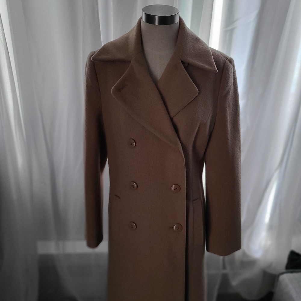 Vintage 80's Nude/Camel Full Length Double Breasted Wool Coat